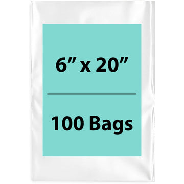 6X20 inches Clear Flat Poly Bags 3Mil Open Top (LDPE)